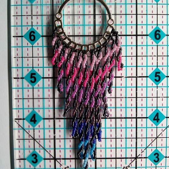 ⭐HP⭐ Beaded Handmade Twisted Reins Long Hoop Earrings - Picture 3 of 7